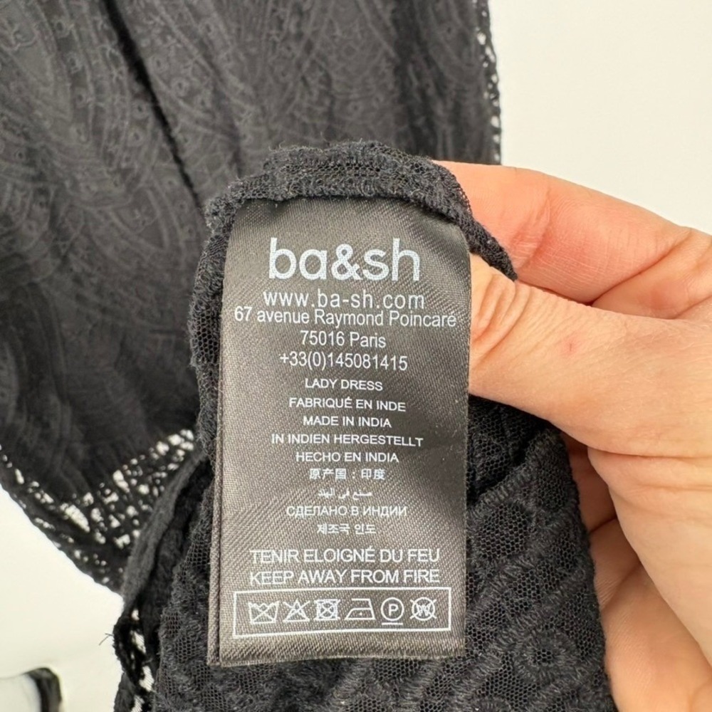 Ba&sh Black Lace Long Sleeve Maxi Dress Keyhole Neckline Sz L Witchy Whimsygoth - Picture 6 of 9
